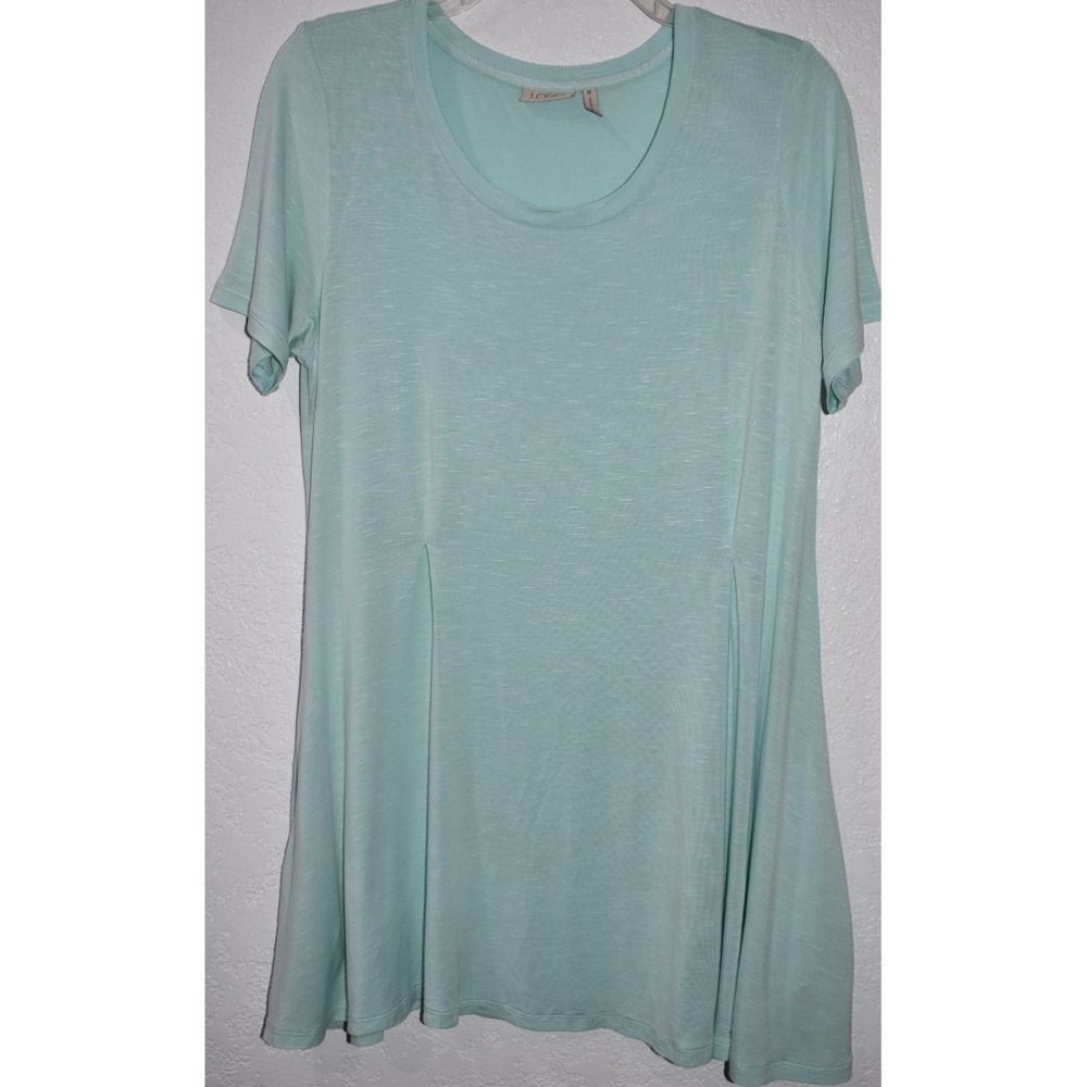 LOGO By Lori Goldstein M Short Sleeve Tunic W/ Pockets Sea Foam Green Top Shirt